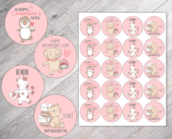 Woodland Creatures Valentine's Day Stickers 