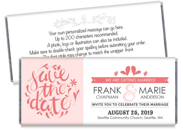 Save the Date Wedding Candy Bar Wrappers