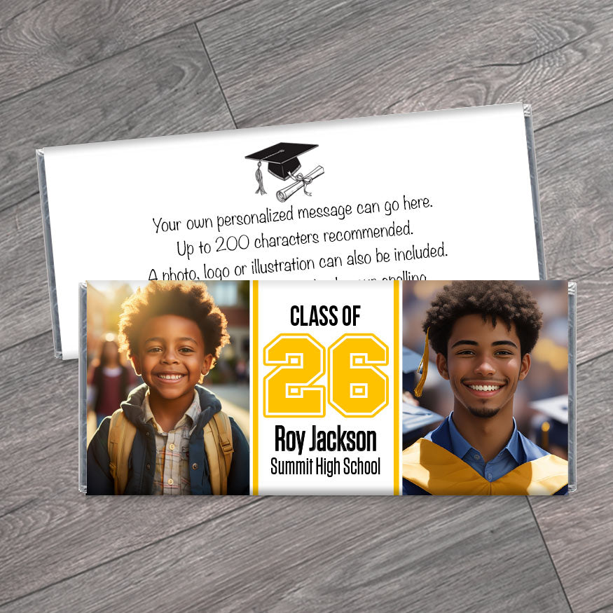 Class of 2026 Graduation Candy Bar Wrappers with 2 Photos