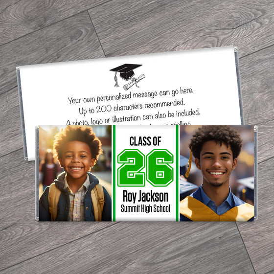 Class of 2026 Graduation Candy Bar Wrappers with 2 Photos