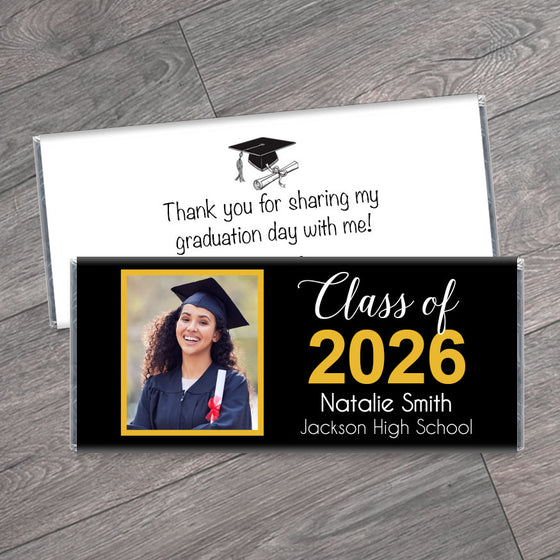 Class of 2026 Graduation Candy Bar Wrapper Favors with Photo