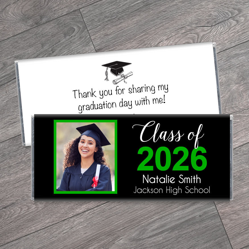 Class of 2026 Graduation Candy Bar Wrapper Favors with Photo
