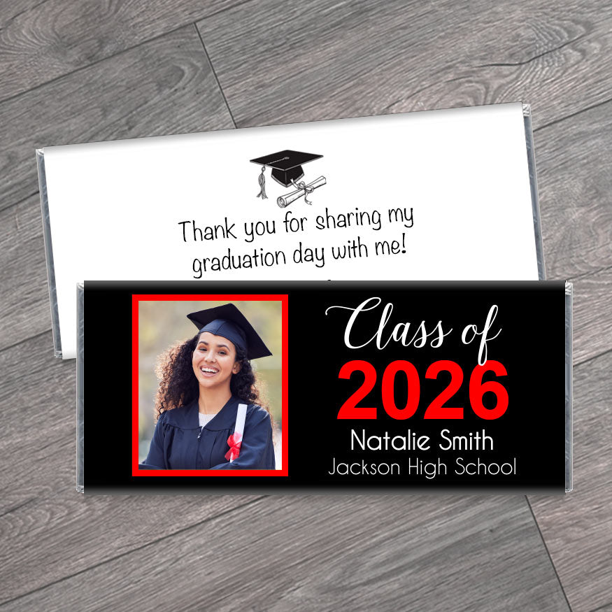 Class of 2026 Graduation Candy Bar Wrapper Favors with Photo