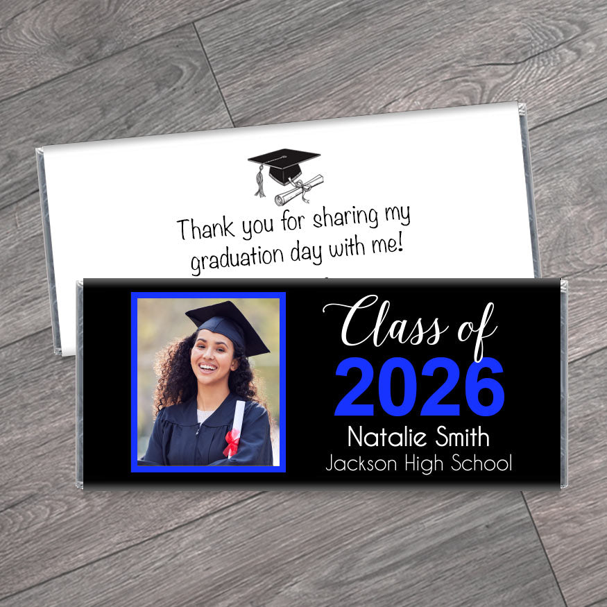 Class of 2026 Graduation Candy Bar Wrapper Favors with Photo