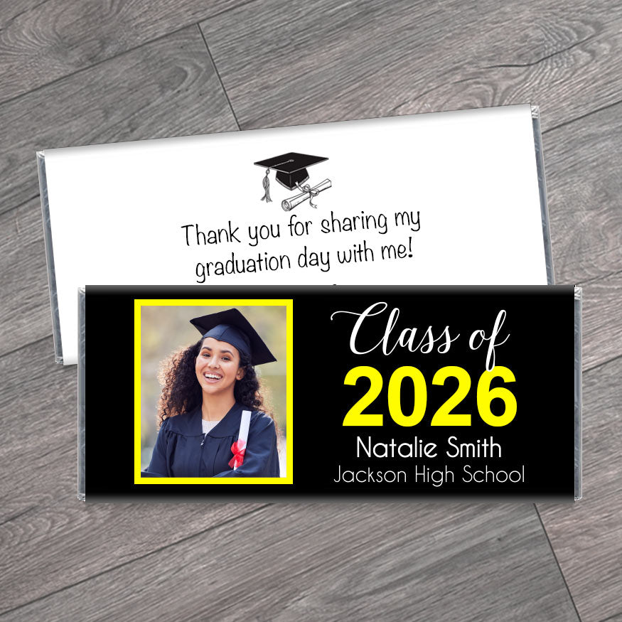 Class of 2026 Graduation Candy Bar Wrapper Favors with Photo
