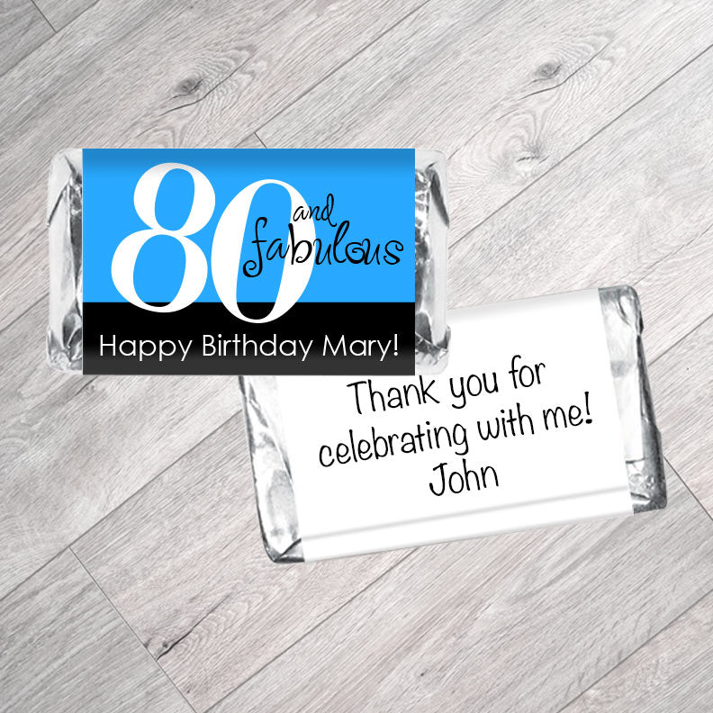 Set of 42 - Fabulous Adult Birthday Mini Bar Wrappers - Can be any age/color