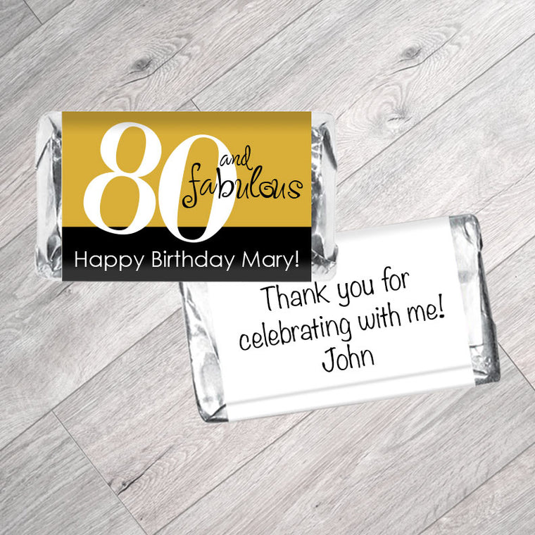 Set of 42 - Fabulous Adult Birthday Mini Bar Wrappers - Can be any age/color