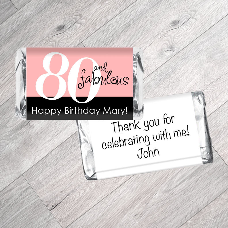 Set of 42 - Fabulous Adult Birthday Mini Bar Wrappers - Can be any age/color