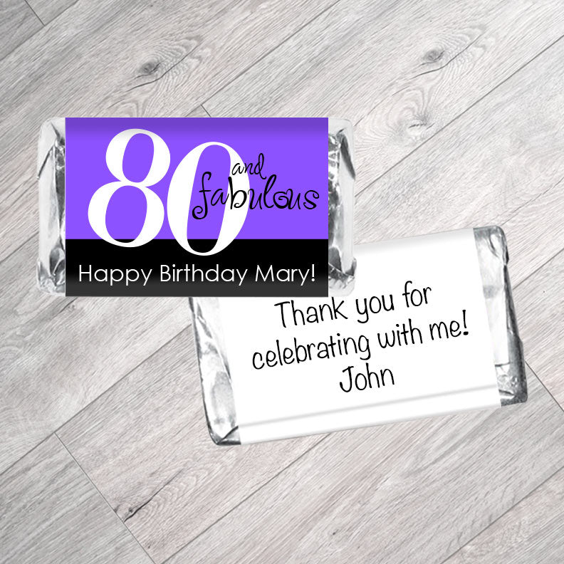 Set of 42 - Fabulous Adult Birthday Mini Bar Wrappers - Can be any age/color