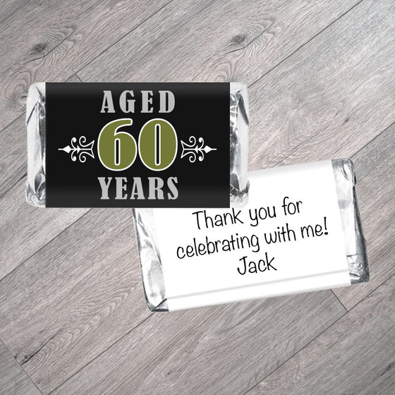 Set of 42 - Aged to Perfection Adult Birthday Mini Bar Wrappers