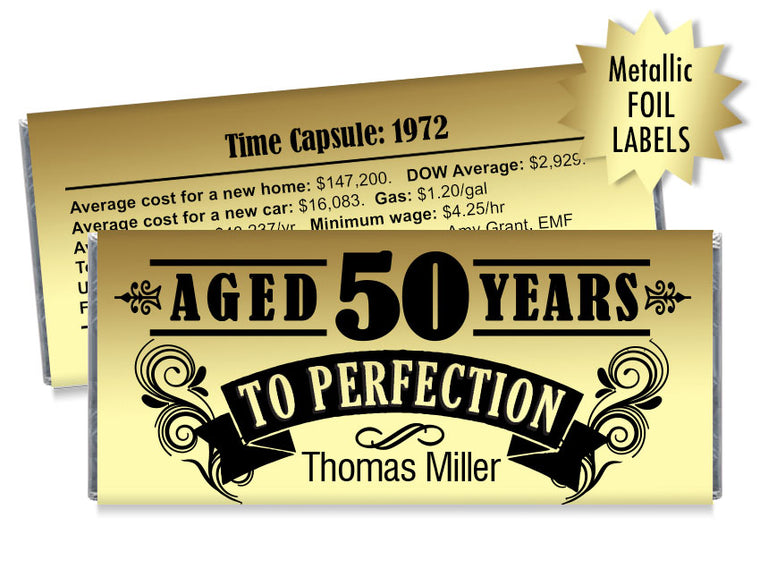 Aged to Perfection Birthday Gold Foil Candy Bar Wrapper Labels