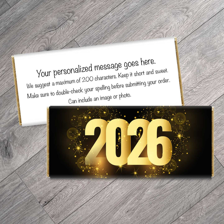 2026 New Year Candy Bar Wrappers, Personalized New Year Favors
