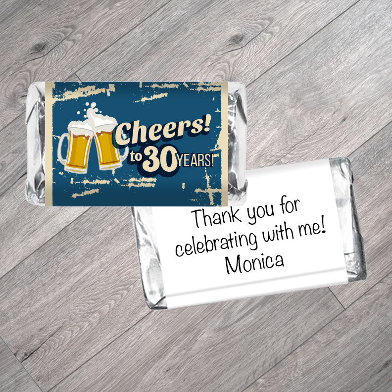 Set of 42 - Cheers! to any age, Adult Birthday Mini Bar Wrappers