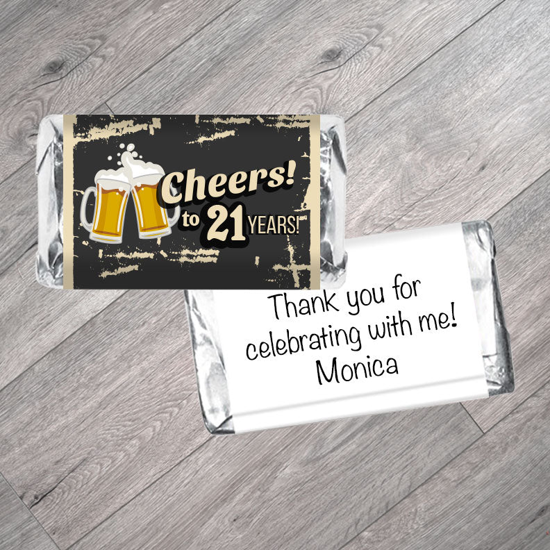 Set of 42 - Cheers! to any age, Adult Birthday Mini Bar Wrappers