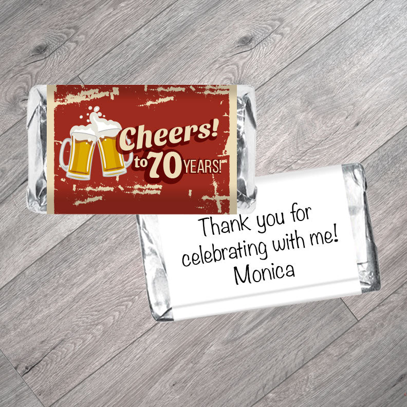Set of 42 - Cheers! to any age, Adult Birthday Mini Bar Wrappers