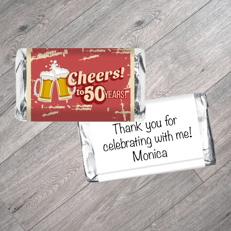 Set of 42 - Cheers! to any age, Adult Birthday Mini Bar Wrappers
