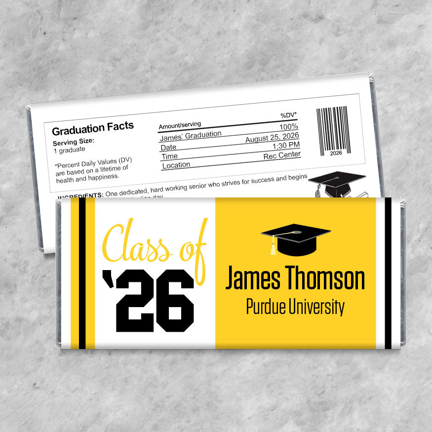 Class of '26 School Graduation Candy Bar Wrappers