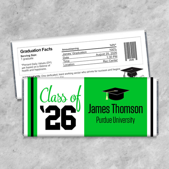 Class of '26 School Graduation Candy Bar Wrappers