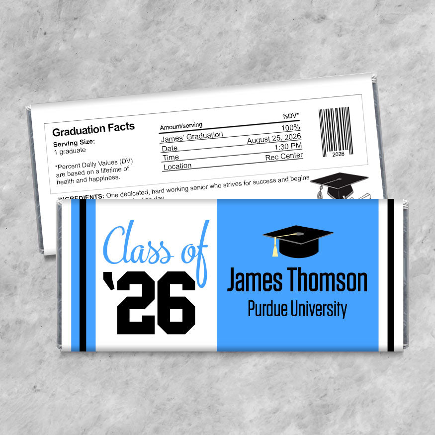 Class of '26 School Graduation Candy Bar Wrappers