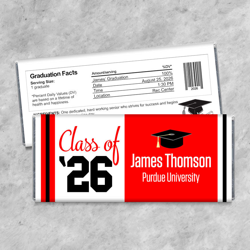 Class of '26 School Graduation Candy Bar Wrappers