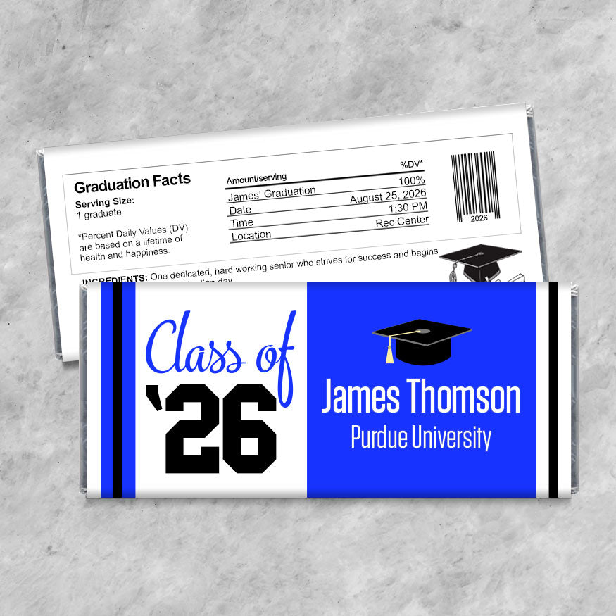 Class of '26 School Graduation Candy Bar Wrappers