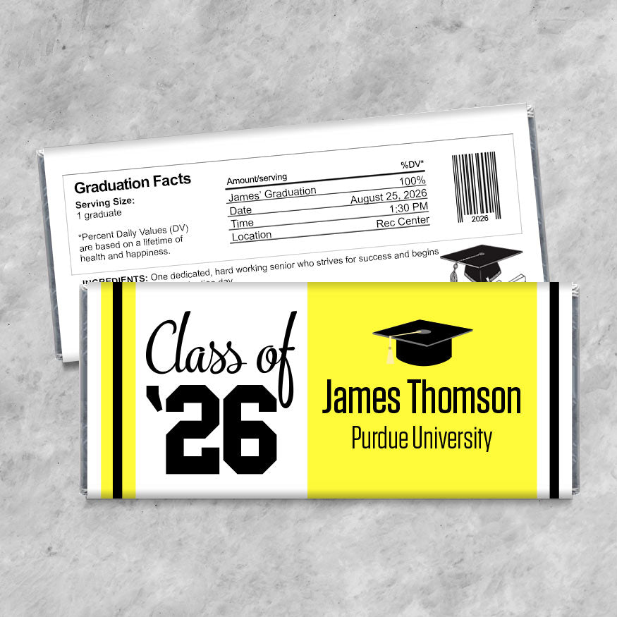 Class of '26 School Graduation Candy Bar Wrappers