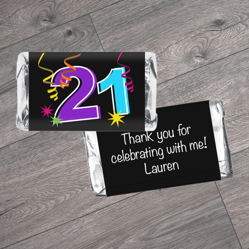 Set of 42 - Streamers Milestone Adult Birthday Mini Bar Wrappers - Any Age