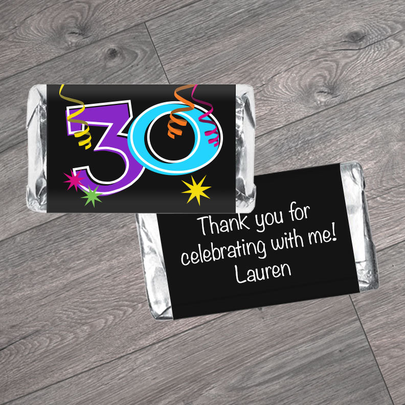 Set of 42 - Streamers Milestone Adult Birthday Mini Bar Wrappers - Any Age