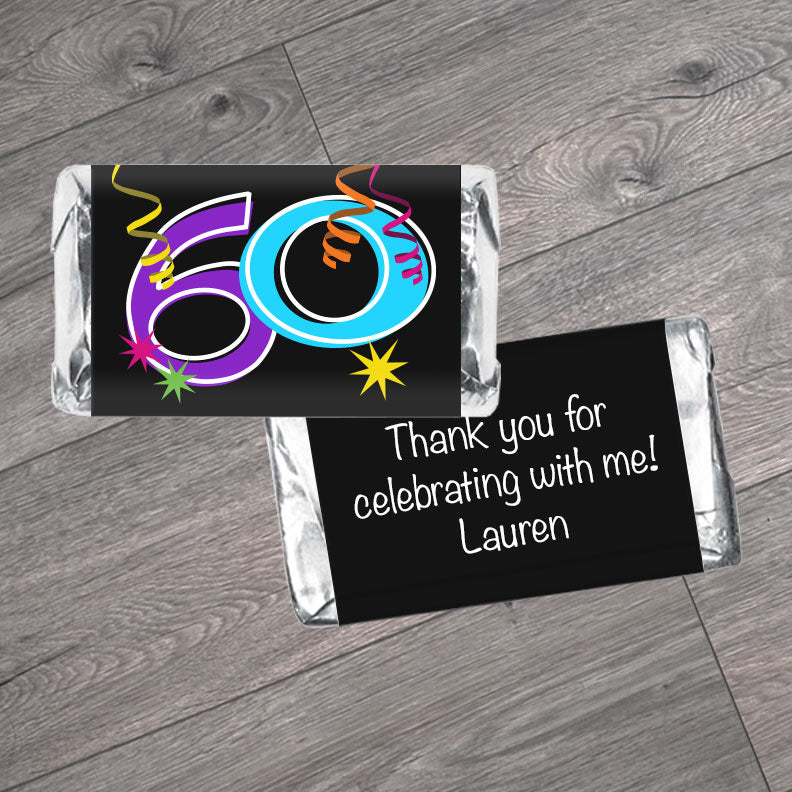 Set of 42 - Streamers Milestone Adult Birthday Mini Bar Wrappers - Any Age