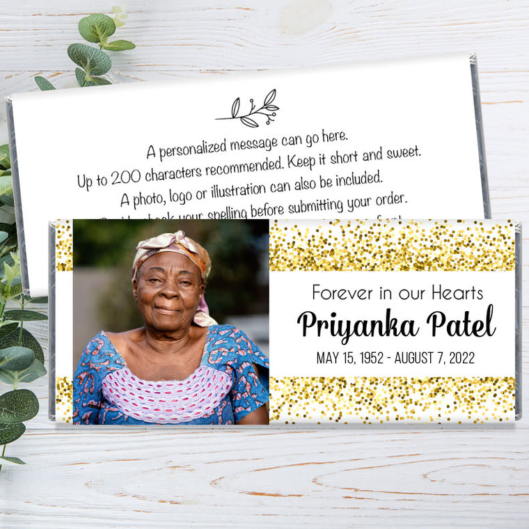 Memorial Forever in Our Hearts Glitter Wrappers with Photo