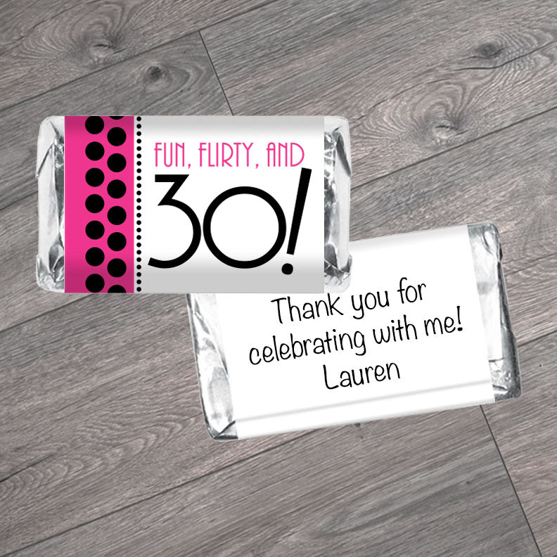 Set of 42 - Fun Flirty and 30, 40, 50 any age, Adult Birthday Mini Bar Wrappers