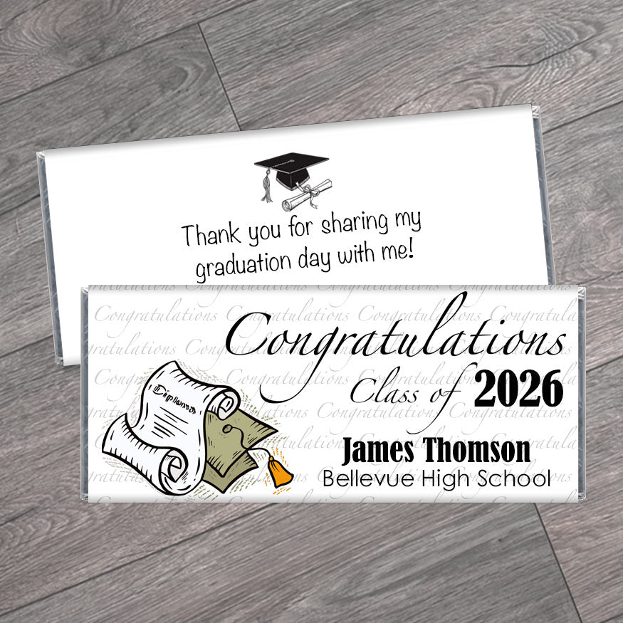 Congratulations Class of 2026 School Graduation Candy Bar Wrappers