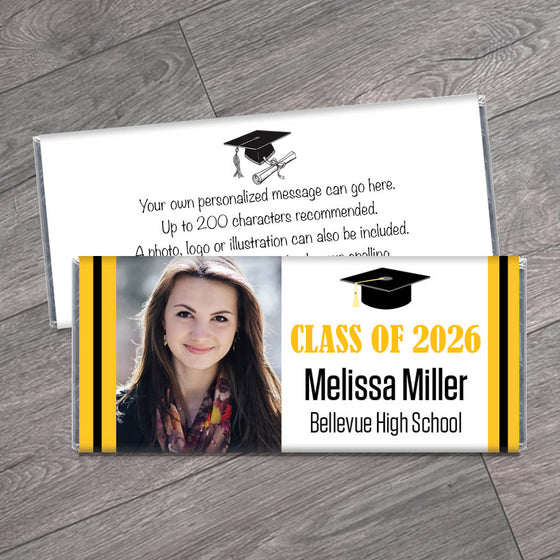 Grad Cap with Photo School Graduation Candy Bar Wrappers