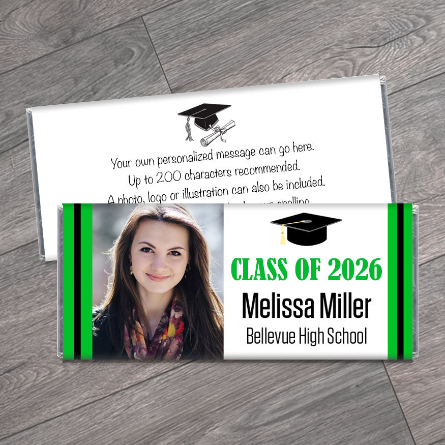 Grad Cap with Photo School Graduation Candy Bar Wrappers