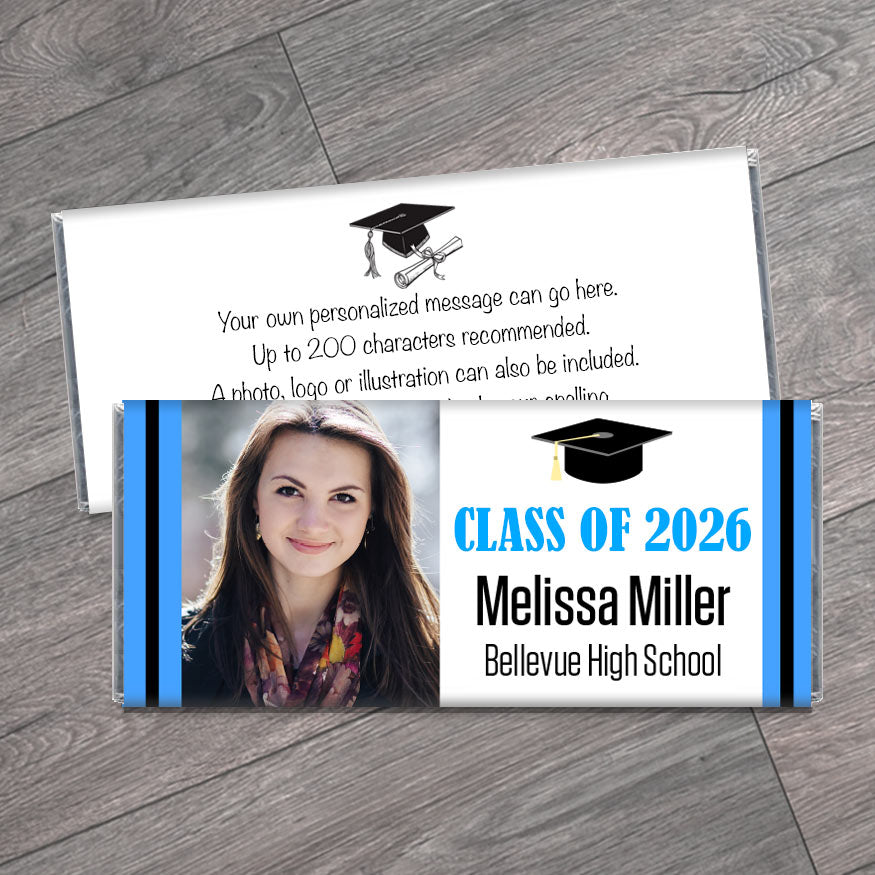 Grad Cap with Photo School Graduation Candy Bar Wrappers