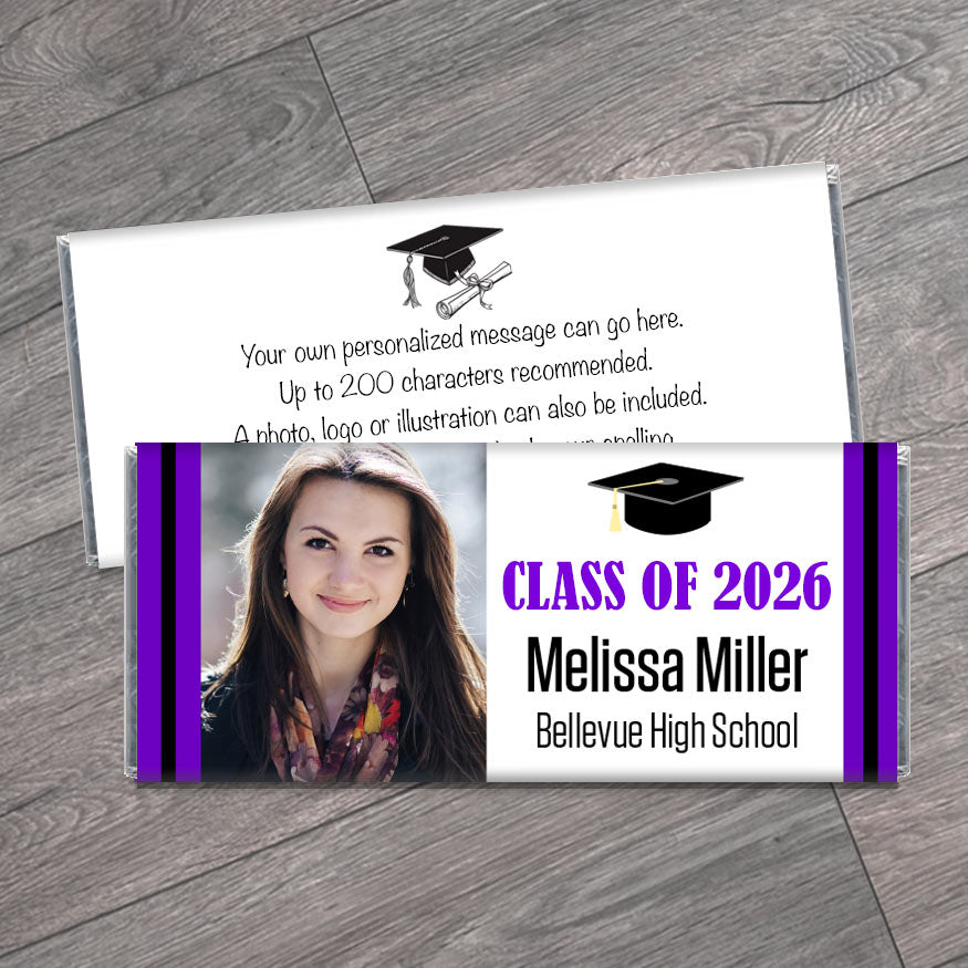 Grad Cap with Photo School Graduation Candy Bar Wrappers