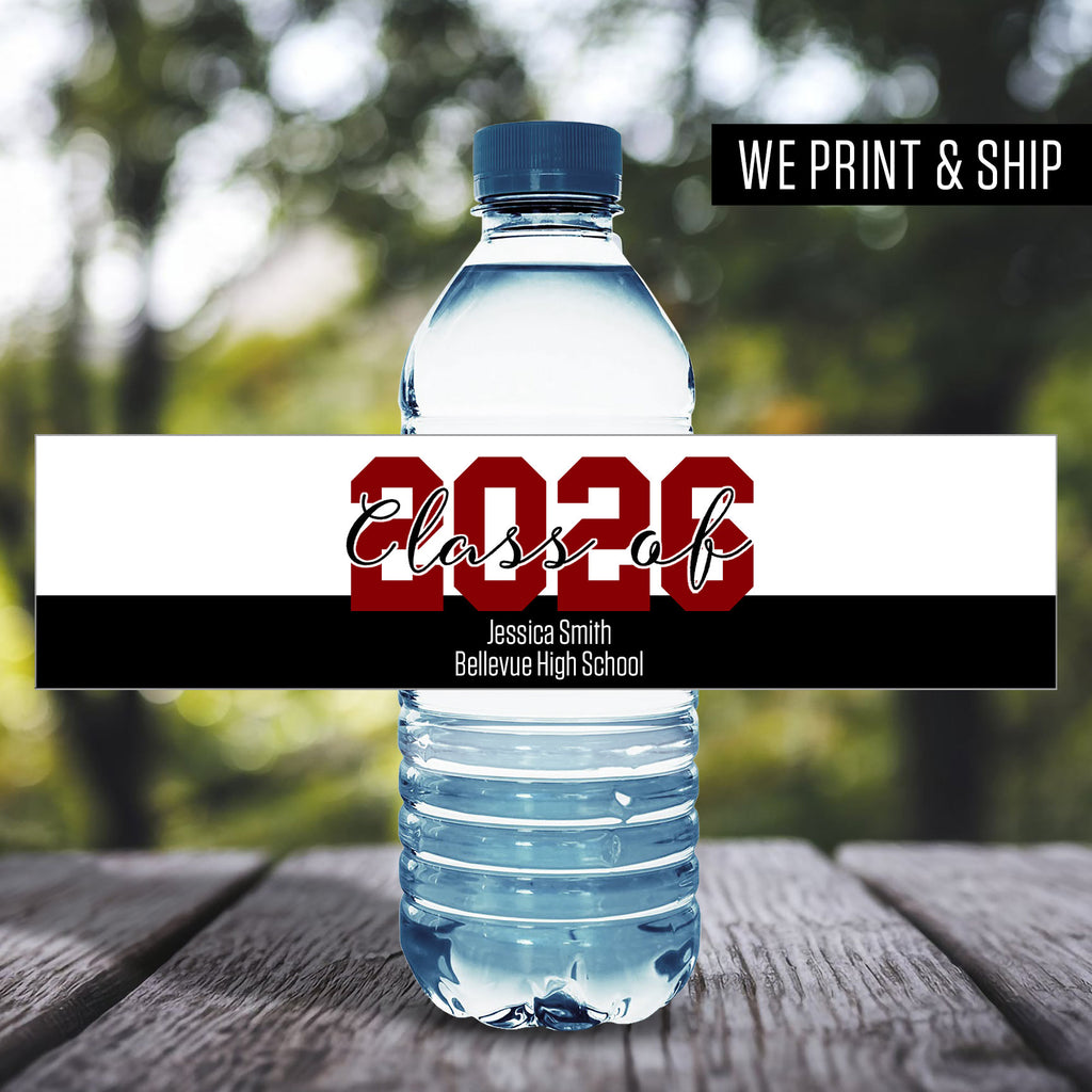 Large 2026 Personalized School Graduation Water Bottle Labels