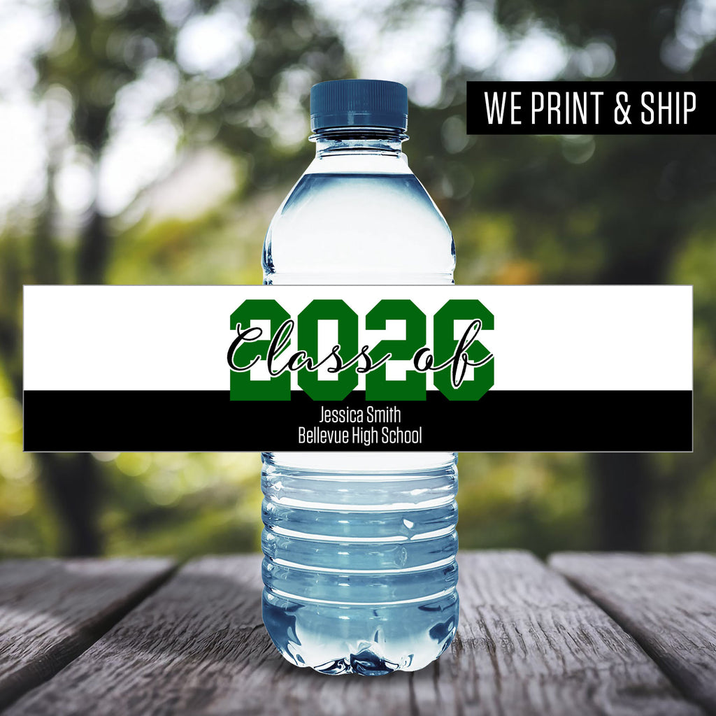 Large 2026 Personalized School Graduation Water Bottle Labels