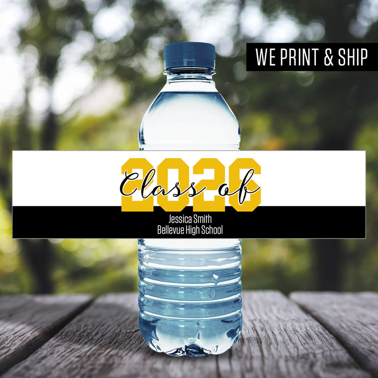 Large 2026 Personalized School Graduation Water Bottle Labels