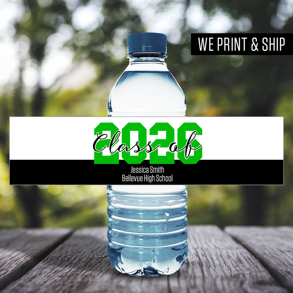 Large 2026 Personalized School Graduation Water Bottle Labels