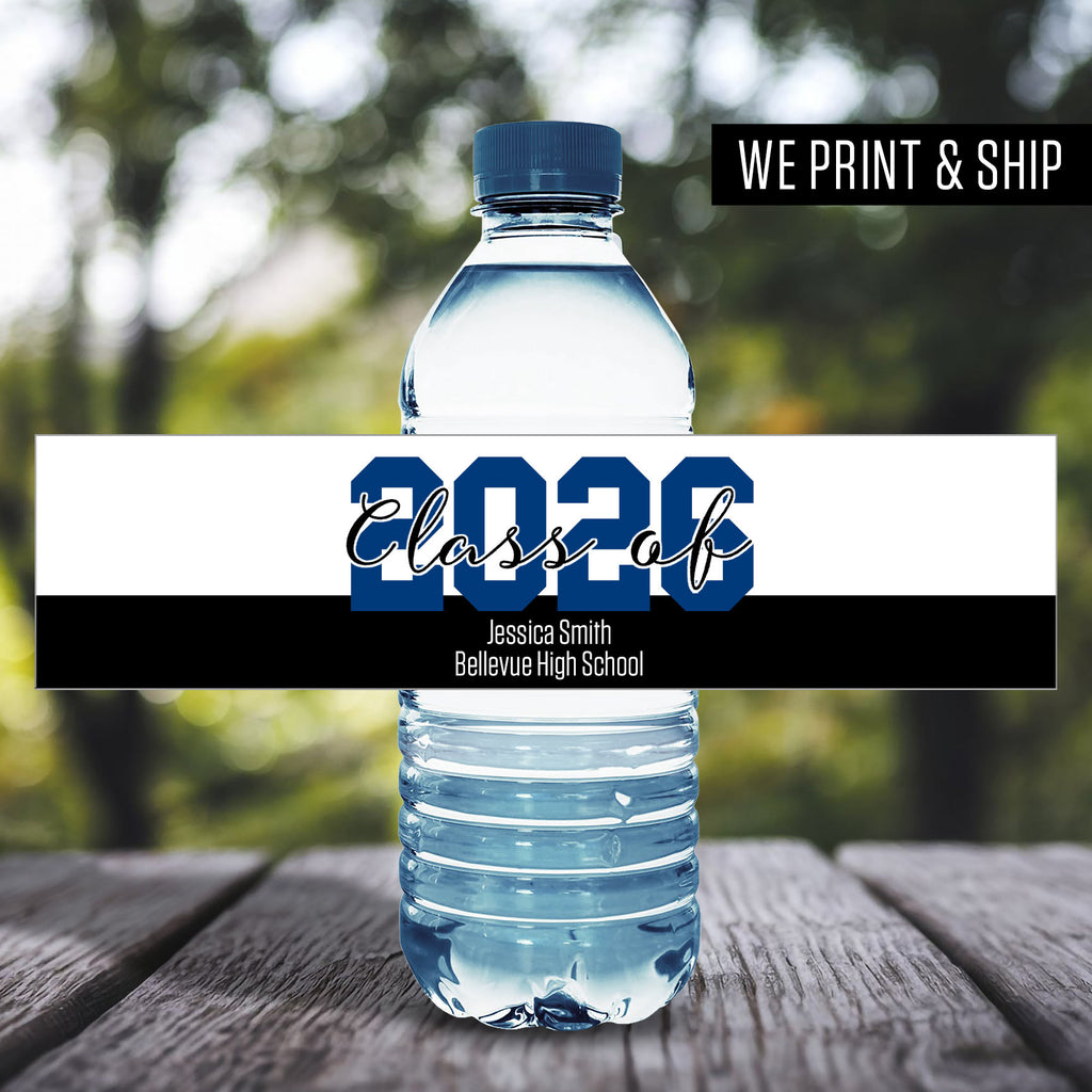 Large 2026 Personalized School Graduation Water Bottle Labels