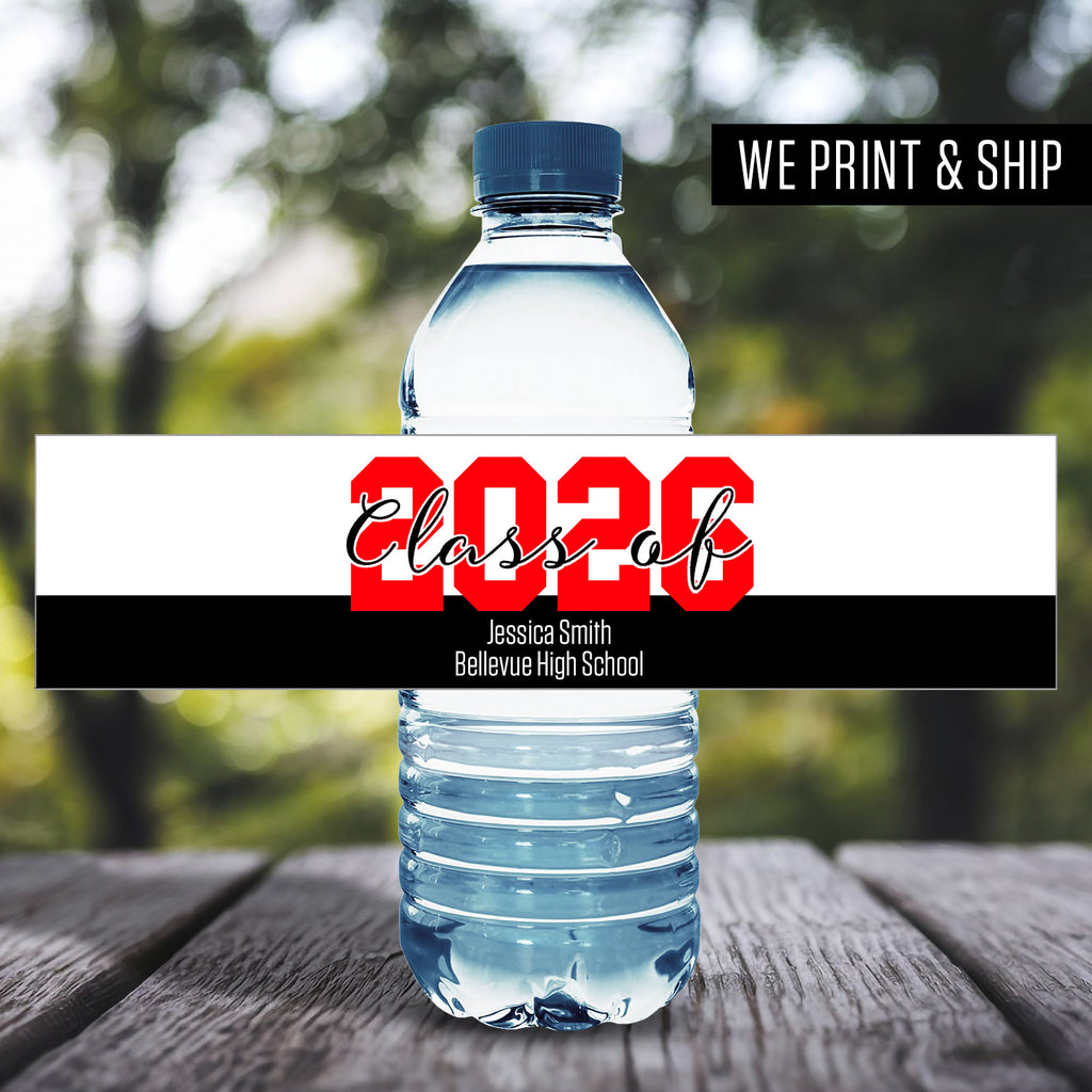 Large 2026 Personalized School Graduation Water Bottle Labels