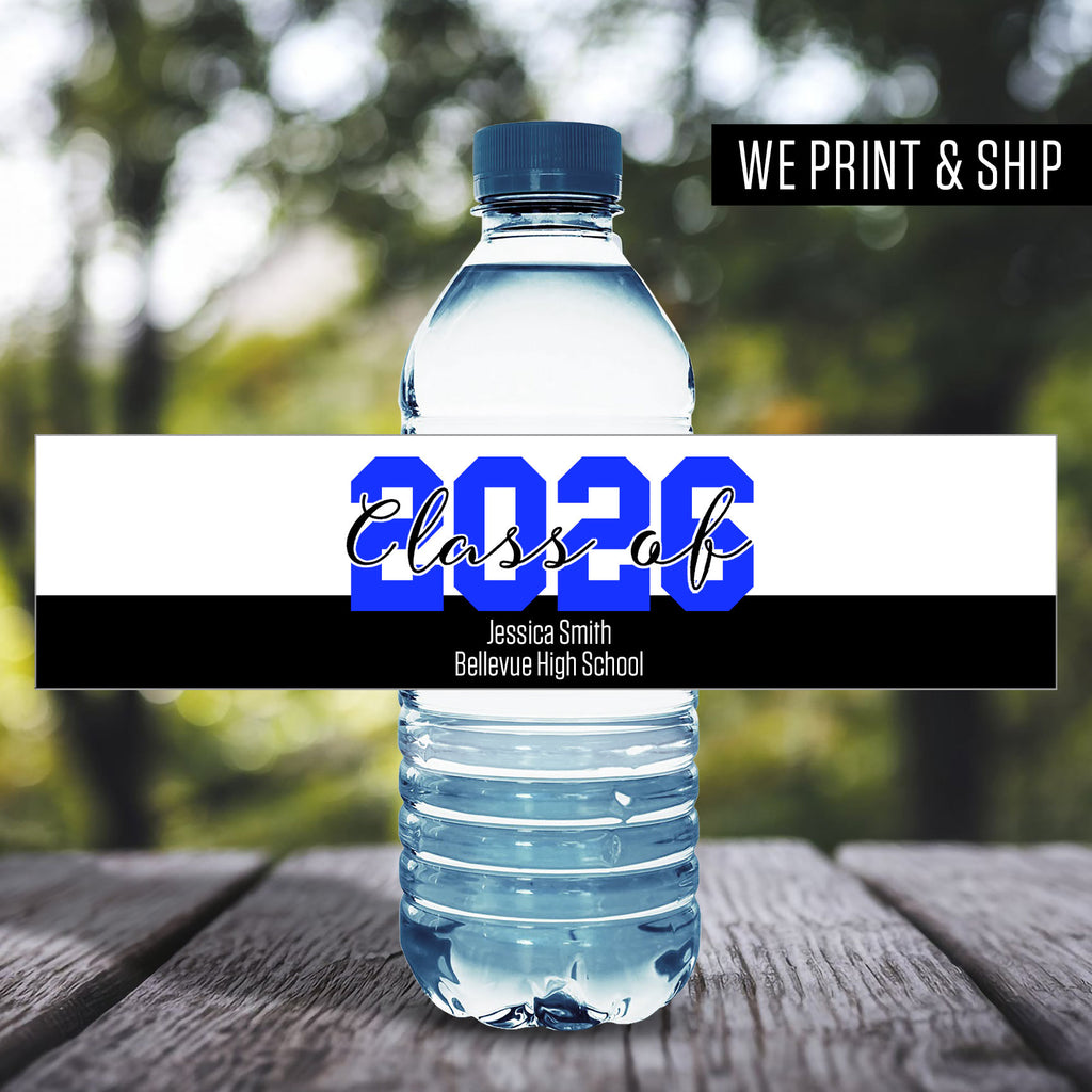 Large 2026 Personalized School Graduation Water Bottle Labels
