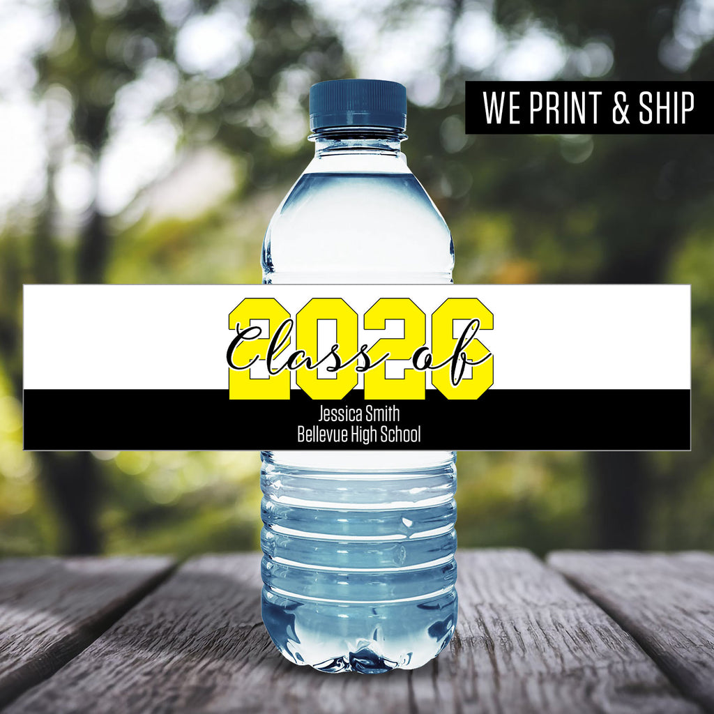 Large 2026 Personalized School Graduation Water Bottle Labels