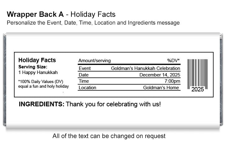 Hanukkah Candy Bar Wrappers with Gold Hanging Stars