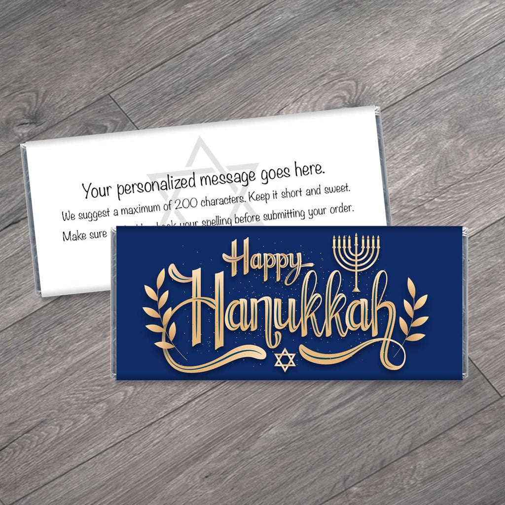 Happy Hanukkah Candy Bar Wrappers with Hanukkah Menorah