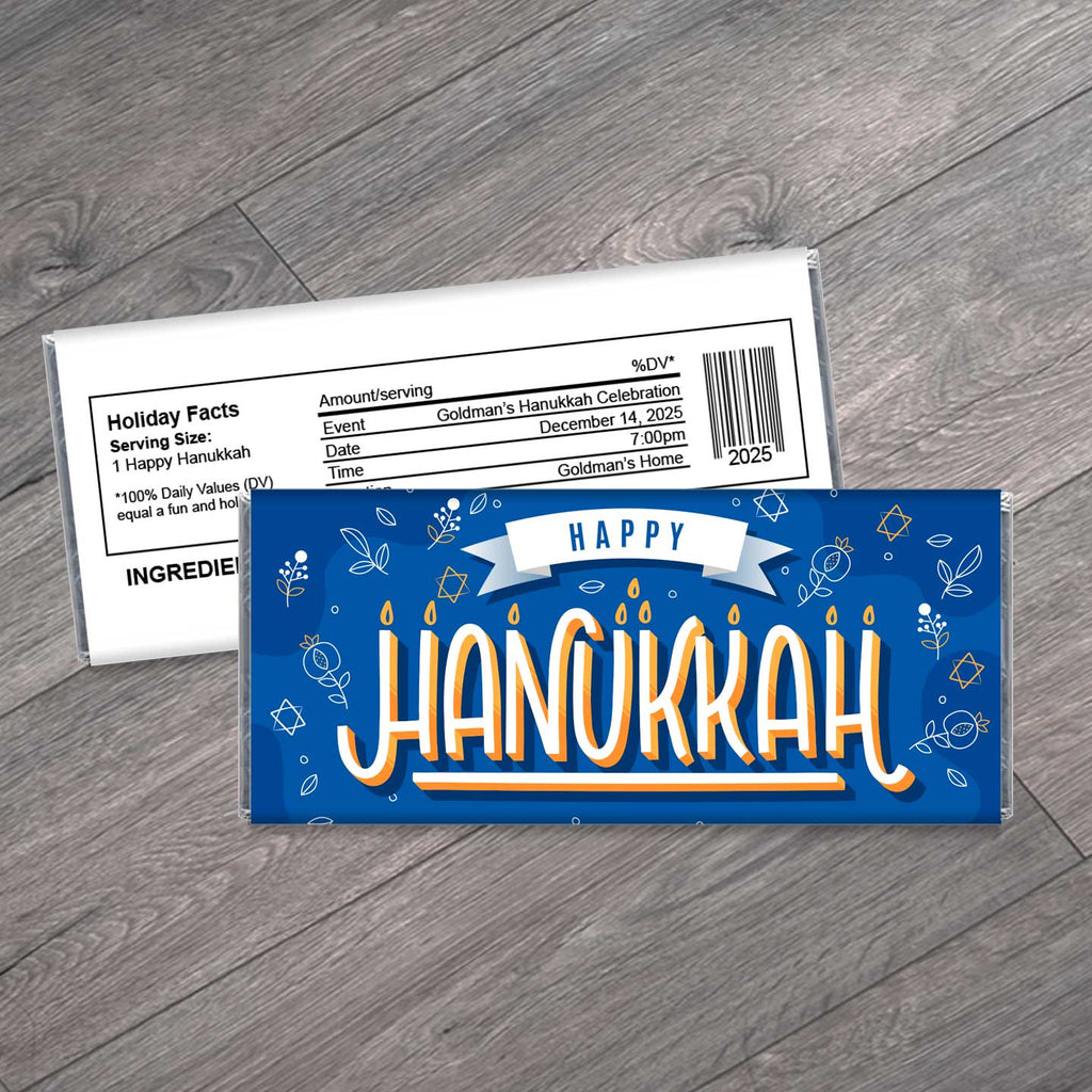 Hanukkah Candy Bar Wrappers - Holiday Favors