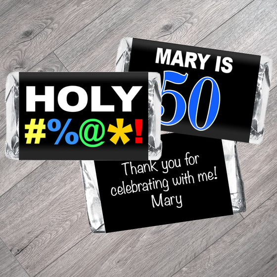 Set of 42 - HOLY Bleep! Any Age. Adult Birthday Mini Bar Wrappers
