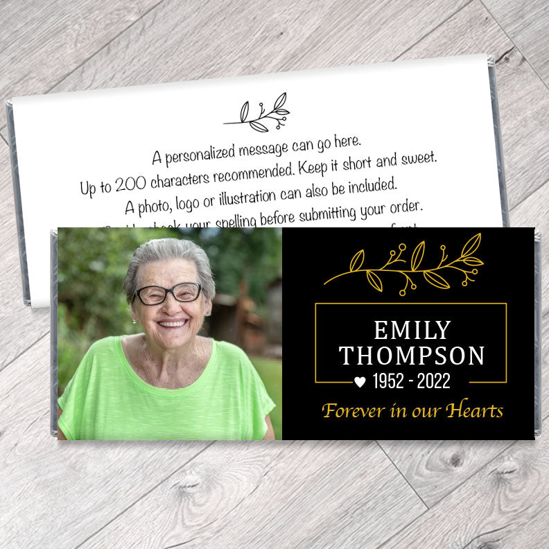 Personalized Photo Memorial Candy Bar Wrappers - Celebration of Life Favors