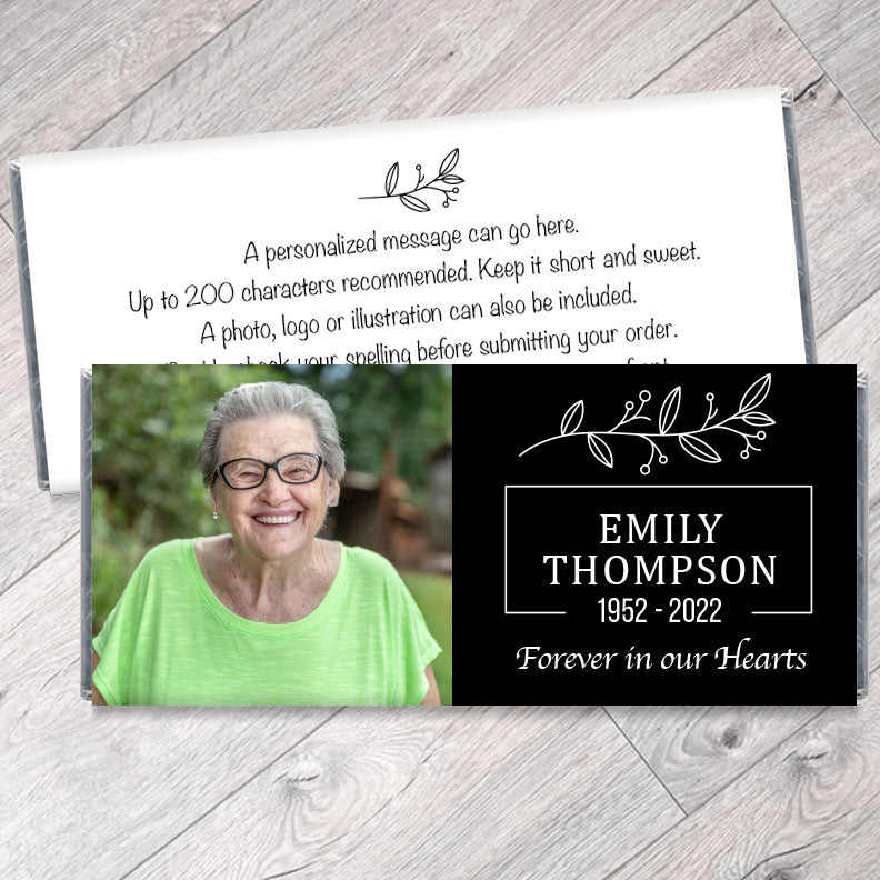 Personalized Photo Memorial Candy Bar Wrappers - Celebration of Life Favors